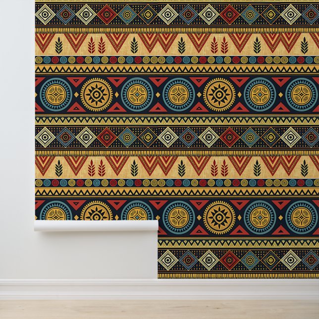 Papel pintado con patrón geométrico tribal boho (Solicitud)