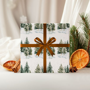 Papel Pintado Con Pinos Verdes De Bosque Invernal 