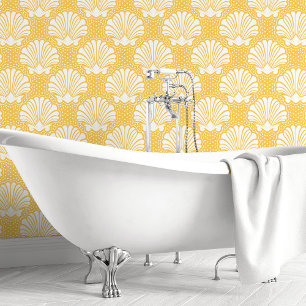 Papel Pintado Concha de mar amarilla y blanca