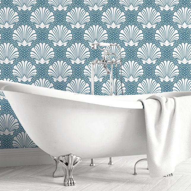 Papel Pintado Concha de mar azul y blanca (Subido por el creador)