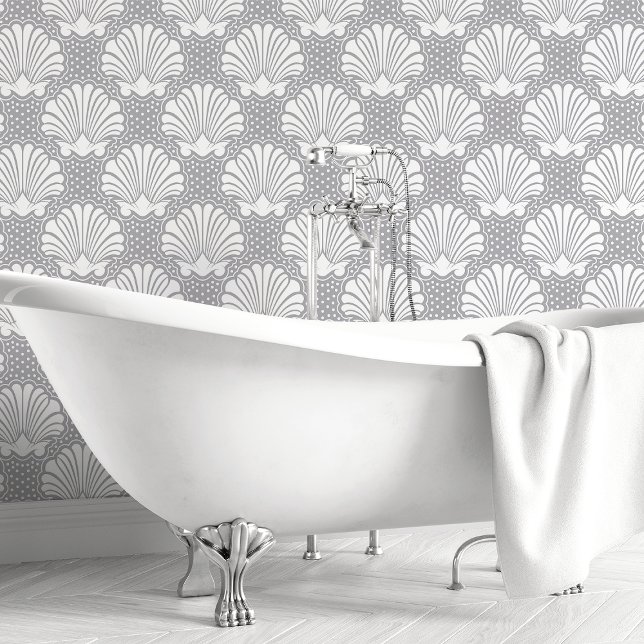 Papel Pintado Concha de mar gris y blanca (Subido por el creador)