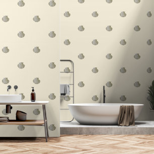 Papel Pintado Concha de oro de cosecha moderna en beige crema