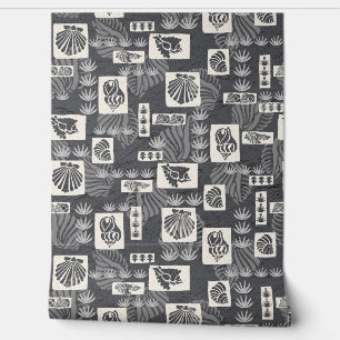 Papel Pintado Conchas submarinas de la Bahía Kua Hawaiian - Gris