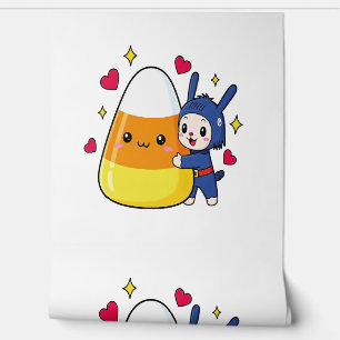 Papel Pintado Conejito Adorable Abrazando Caramelo de Maíz