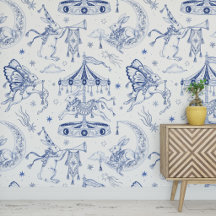 Conejo Celestial Caprichoso Toile de Jouy Azul