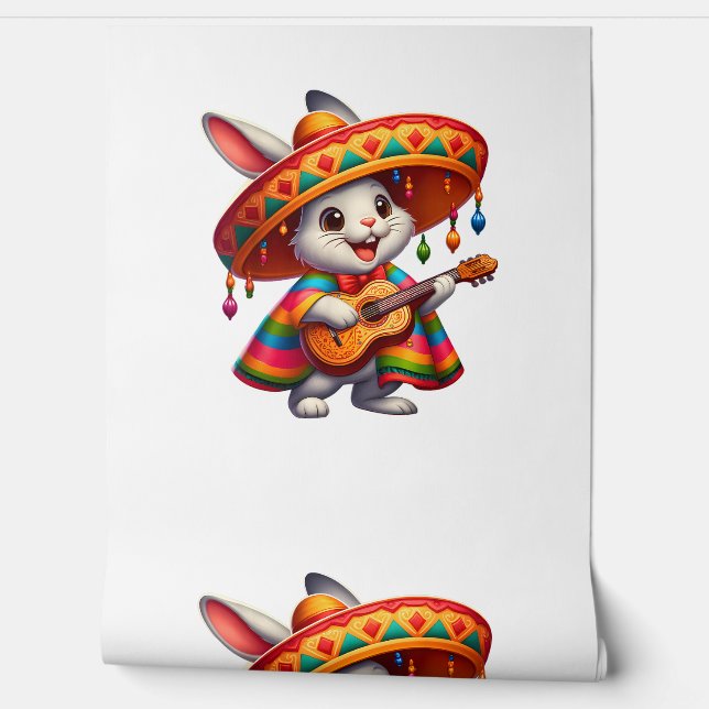 Papel Pintado Conejo Cinco de Mayo con Sombrero Mexicano (Desenrollar)
