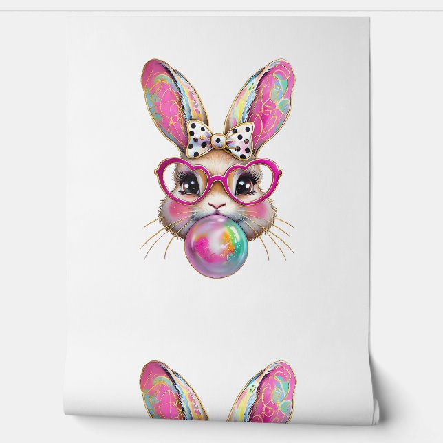 Papel Pintado Conejo de Pascua Feliz Coqueta Pincelada de Pascua (Desenrollar)