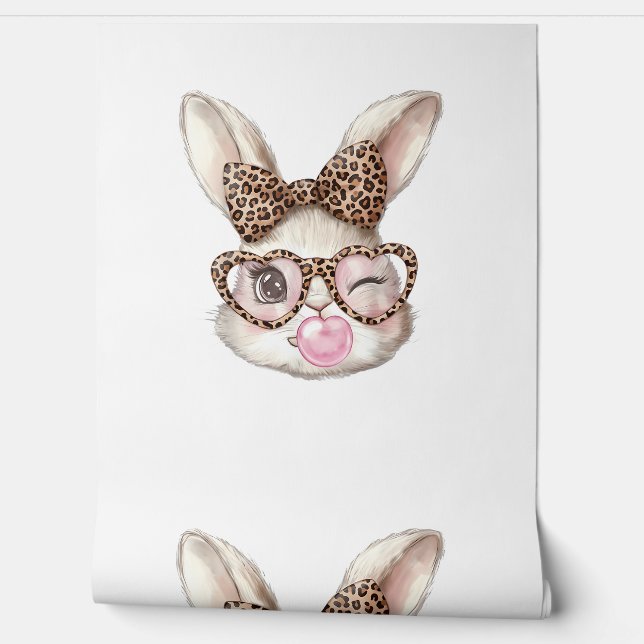 Papel Pintado Conejo de Pascua Gafas Lindas Leopardo Conejo Cone (Desenrollar)