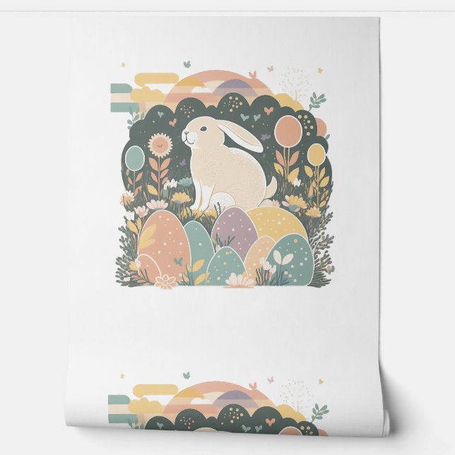 Papel Pintado Conejo en campo de huevos (Desenrollar)