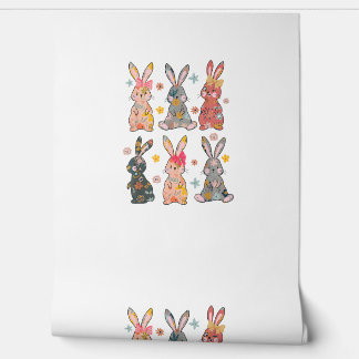 Papel Pintado Conejo Floral Flor Flor Retro Vintage Pascua