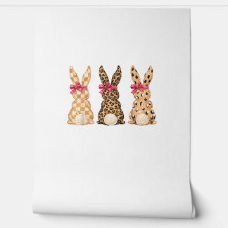 Papel Pintado Conejo Leopardo De Pascua Coqueta Lazo Niña Mujere