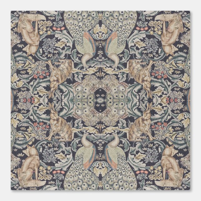 Papel Pintado Conejo William Morris, Peacock y Fox (Anverso)