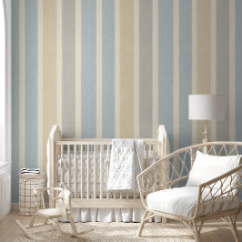 Papel Pintado Cool Blue Taupe Watercolor Stripe | Hand-Painted
