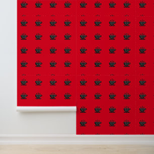Papel Pintado Copa De La Cocina Roja De Java Black Floral