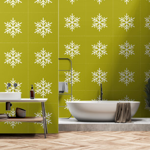 Papel Pintado Copos de nieve blancos festivos refinados sobre ol