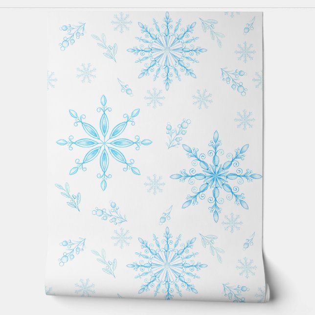 Papel Pintado Copos de nieve Cristales únicos de hielo (Desenrollar)