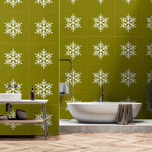 Papel Pintado Copos de nieve nórdicos blancos refinados festivos