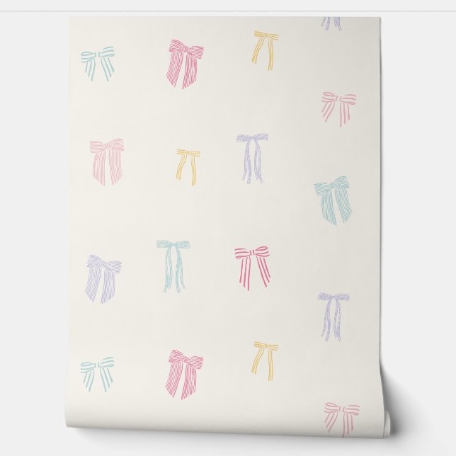 Papel Pintado Coqueta rayada Barras de menta crema de lilo amari (Desenrollar)