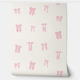 Papel Pintado Coqueta rayada de arcos rosados en crema