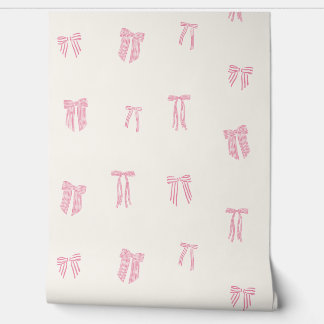 Papel Pintado Coqueta rayada de arcos rosados en crema