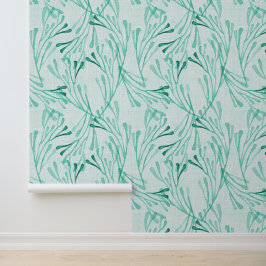 Papel Pintado Coral Costero en Verde Menta Suave