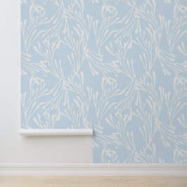 Papel Pintado Coral Costero Mínimo en Azul Claro