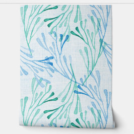 Papel Pintado Coral Costero y Algas en Azul y Verde