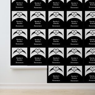 Papel Pintado Corazón alado de boda gótica con monograma persona