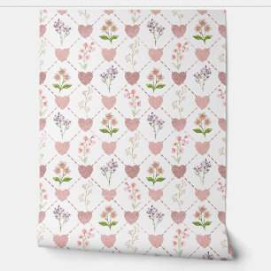 Papel Pintado Corazón con flores