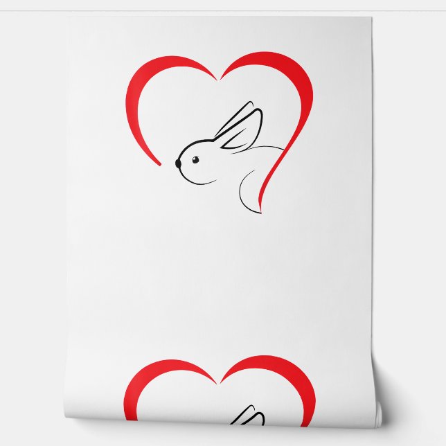 Papel Pintado Corazón conejo - Conejo (Desenrollar)