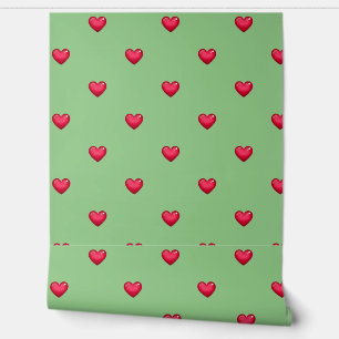 Papel Pintado Corazón rojo verde Pela y Palo   Moderno