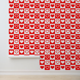 Papel Pintado Corazón rojo y blanco