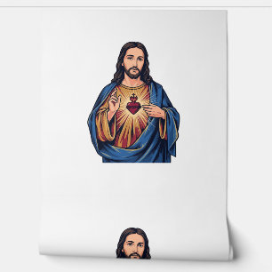 Papel Pintado Corazón Sagrado Grabado Vintage Vector Religioso D
