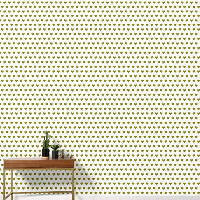 Papel Pintado corazón verde oliva retro (Pasillo)