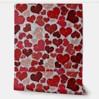 Papel Pintado corazones brillantes, rojo