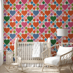 Papel Pintado Corazones coloridos