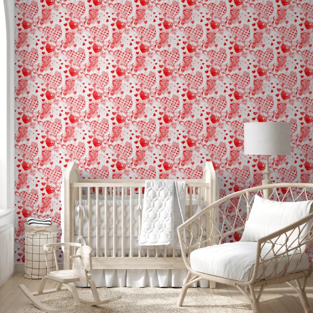 Papel Pintado Corazones de amor - Patrón sin foco 5 (Niños)