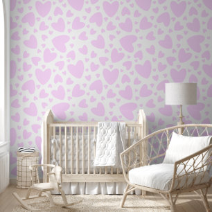 Papel Pintado Corazones de amor rosados   Infantería Y Sala De R