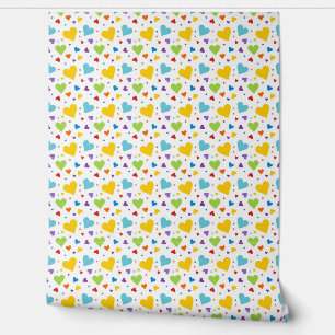 Papel Pintado Corazones de Colores Brillantes