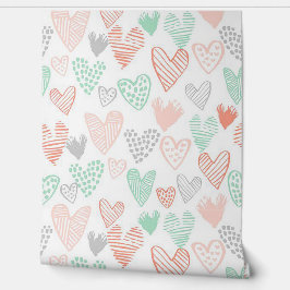 Papel Pintado Corazones Pastel