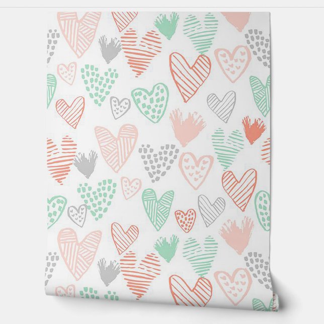 Papel Pintado Corazones Pastel (Desenrollar)