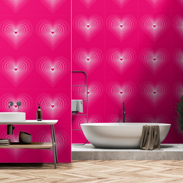 Papel Pintado Corazones rosados románticos (Baño)
