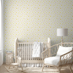 Papel Pintado Corazones rosas y estrellas amarillas doradas en b