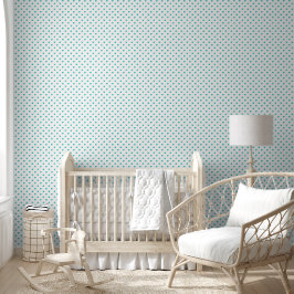 Papel Pintado Corazones verdes azules verde azulados sobre blanc