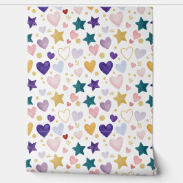 Papel Pintado Corazones y Estrellas Celestiales