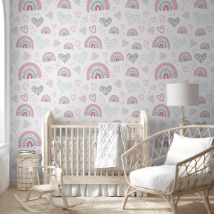 Papel Pintado Corazones y lluvias: guardería para bebés