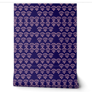 Papel Pintado Coronas Rosadas Azul Oscuro