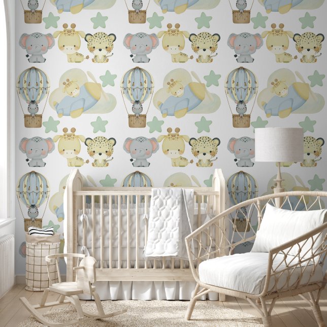 Papel Pintado Corta Jungla Animales Nursera Azul (Niños)