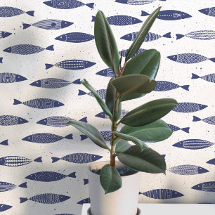 Papel Pintado Costa Blanca Azul de la Marina de Pescado de Sardi