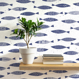 Papel Pintado Costa Blanca Azul de la Marina de Pescado de Sardi